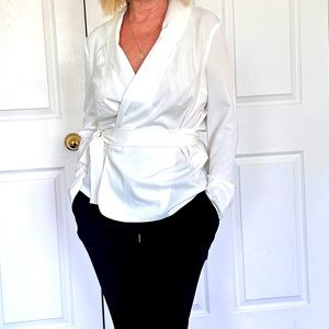 BooHoo cream wrap top